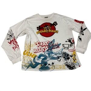 Looney Tunes Graphic‎ Long Sleeve T Shirt Bugs Bunny Taz XL